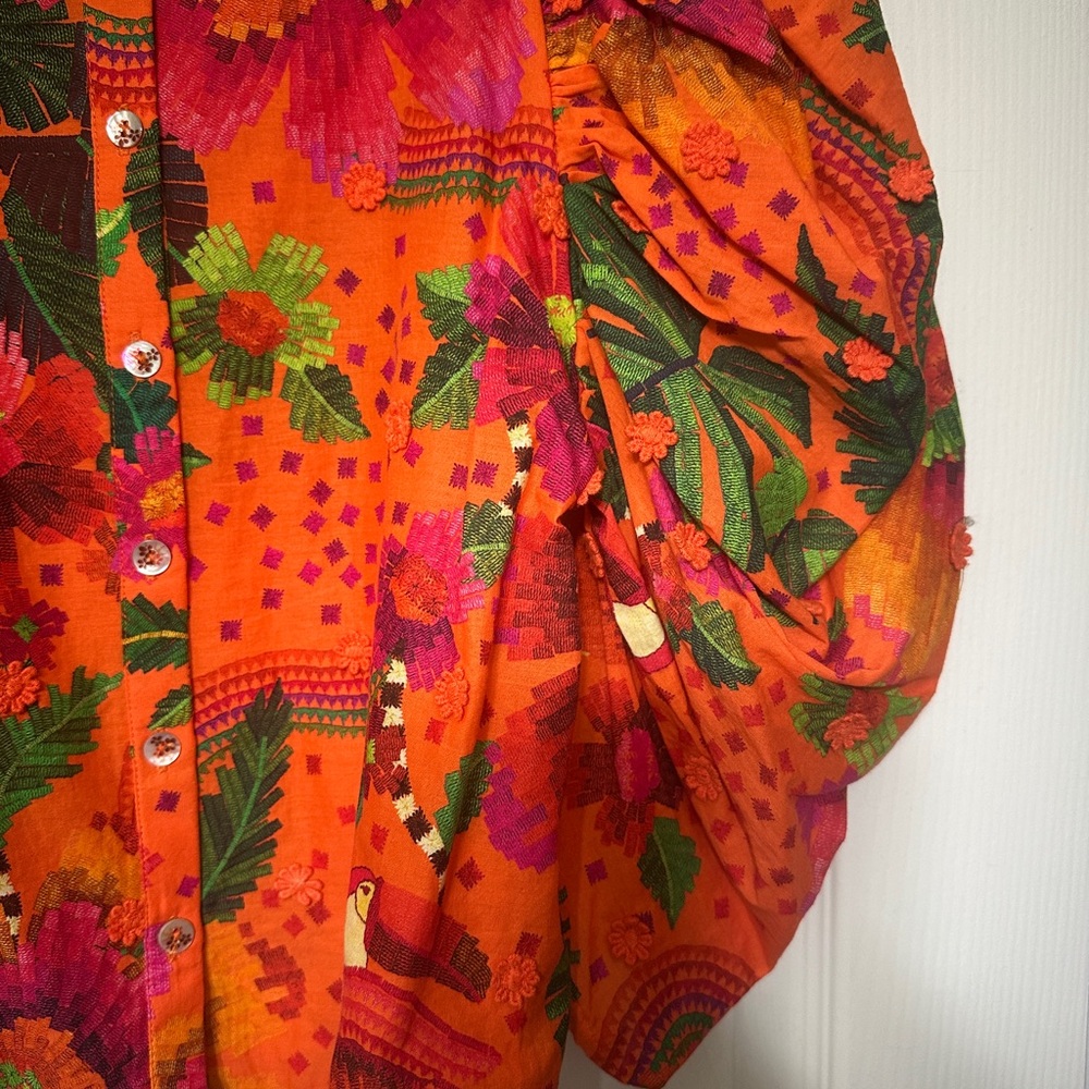 FARM Rio Women's Blouse in Orange Blooming Garden Size: XS - Picture 10 of 13
